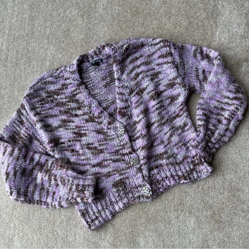 wild fable Lavender and Brown Marled V-Neck Button Cardigan